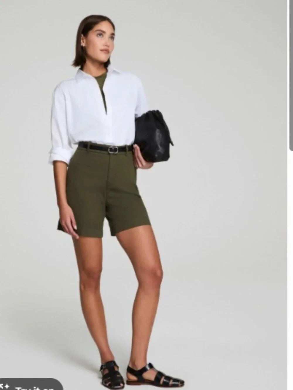 SPANX High-Waisted Olive Green Casual Shorts Cotton Blend Size XS